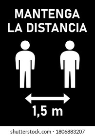 Mantenga La Distancia ("Keep the Distance" in Spanish) Social Distancing 1,5 Meters Instruction Icon against the Spread of the Novel Coronavirus Covid-19. Vector Image.