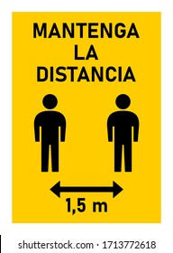 Mantenga La Distancia ("Keep Your Distance" in Spanish) Social Distancing 1,5 Meters Instruction Icon against the Spread of the Novel Coronavirus Covid-19. Vector Image.