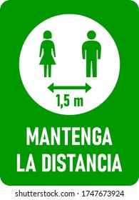 Mantenga La Distancia Icono de Instrucción de Distancia Social Rectangular vertical de 1,5 m o 1,5 m con una relación de aspecto de 3:4 y esquinas redondeadas. Imagen vectorial.