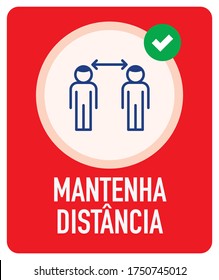 Mantenha Distancia ("Keep Your Distance" in Portuguese) Social Distancing. Editable Vector File.