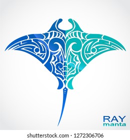 mantha ray blue green color ornamental symbol