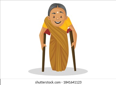 Manthra is walking with sticks. Vector graphic illustration. Individually on a white background.