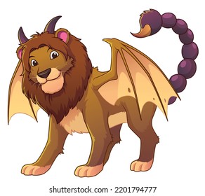 Manticore Cartoon - Mythology Illustration