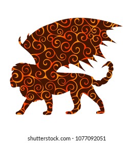 Manticore pattern silhouette mythology symbol fantasy.