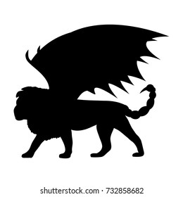 Manticore silhouette mythology symbol fantasy. Vector illustration.