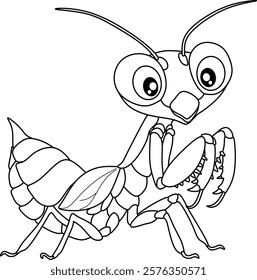 Mantis cartoon line art for coloring book pages