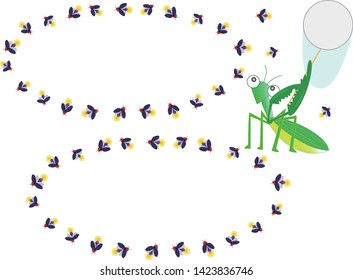 The mantis is catching a fireflies.
