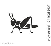 mantis or cricket icon, grasshopper, insect concept, flat symbol on white background - vector illustration