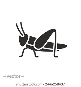 mantis or cricket icon, grasshopper, insect concept, flat symbol on white background - vector illustration