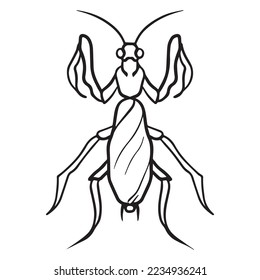 diseño gráfico mantis ilustración vectorial, dibujo de tatuajes artísticos, dibujo a mano, uso de impresión