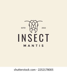 Mantis Head Insekt kleine tierische Linien Kunst hipster Vintage Logo Design Vektorsymbol Vorlage