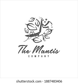 Mantis Insect Arthropod And Leaf Logo Design Vector Image