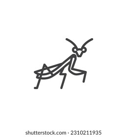 Icono de línea de insecto Mantis. signo de estilo lineal para concepto móvil y diseño web. Icono de vector de contorno de mantis de oración. Símbolo, ilustración del logotipo. Gráficos vectoriales