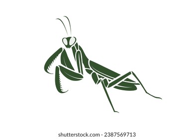 mantis insect silhouette. grasshopper insect vector illustration suitable for logos and tattoos