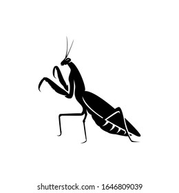 mantis insect silhouette. vector illustration of mantis insect