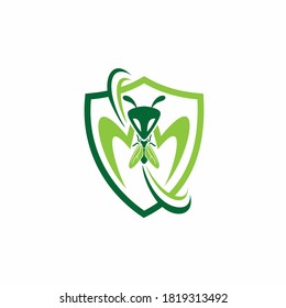 Mantis Logo With Insect Vector