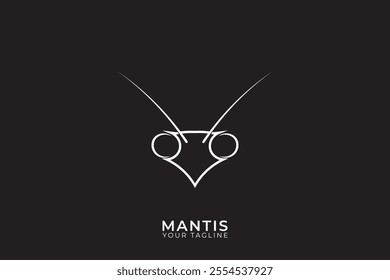 Mantis logo vector design, Mantis logo, Insect. Grasshopper line logo, silhouette logo.