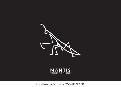 Mantis logo vector design, Mantis logo, Insect. Grasshopper line logo, silhouette logo.