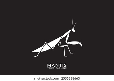 Mantis logo vector design, Mantis logo, Insect. Grasshopper line logo, silhouette logo.