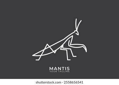 Mantis logo vector design, Mantis logo, Insect. Grasshopper line logo, silhouette logo.