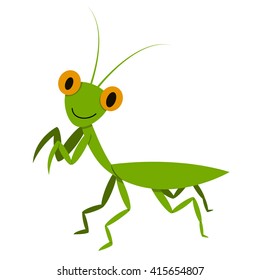 Mantis, Mantodea grasshopper in flat style, vector