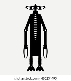 mantis robot, flat illustration isolated on white background