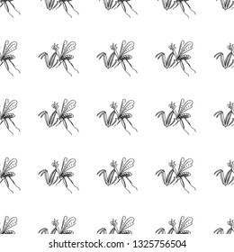 mantis seamless pattern isolated on white background