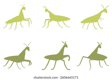 Mantis Silhouette Icon Set Design