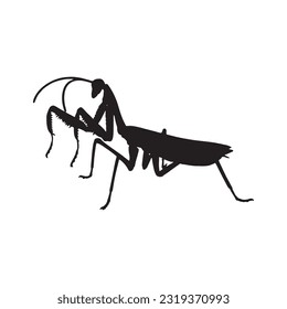 mantis silhouette set collection isolated black on white background vector illustration