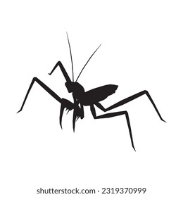 mantis silhouette set collection isolated black on white background vector illustration