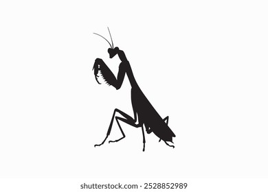 mantis silhouette set collection isolated black on white background vector illustration