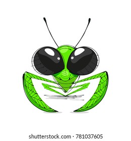 mantis sketch on white background vector illustration