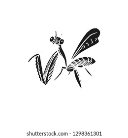 mantis vector doodle sketch isolated on white background