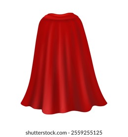 Mantle costume, magic flowing and flying carnival vampire cape, back view. Vector red cape superhero satin cloth, superpower cloak waving in wind, hero accessory, magic cover cartoon icon