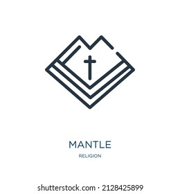 mantle thin line icon. crown, vintage linear icons from religion concept isolated outline sign. Vector illustration symbol element for web design and apps.