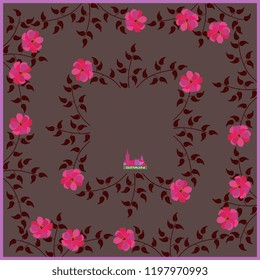 Manton shawl. Floral pattern with emblem of Spain. Vector illustration.