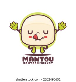 Mantou cartoon mascot. food vector illustration. isolated on a white background