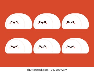 Mantou Chinese steamed bun. Mantou cartoon vector. Chinese food. Dim sum.