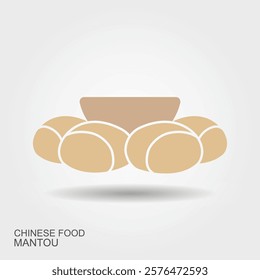 Mantou Chinese steamed bun. Mantou with condensed milk cartoon vector. Chinese food icon