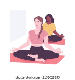 Mantra singing isolated cartoon vector illustrations. People meditate together, spiritual mood, Kundalini yoga, numinous sound, music therapy, getting energy singing mantra vector cartoon.