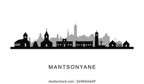 Mantsonyane Lesotho Skyline Silhouette Minimalist CIty.