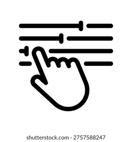 Manual Adjustment Icon with Hand Touching Control Panel Sliders