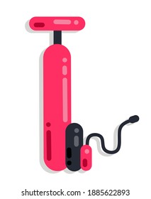 bomba de aire manual, ilustración vectorial de una bomba de aire de color rosa, pivote de diseño moderno minimalista plano