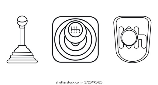 Manual and automatic gearbox isolated on a white background. Vector object for icons, logos, infographics and your design.