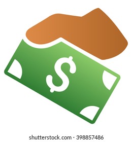 Manual Banknote Payment vector toolbar icon for software design. Style is a gradient icon symbol on a white background.