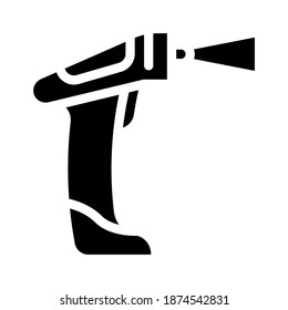 manual barcode scanner glyph icon vector. manual barcode scanner sign. isolated contour symbol black illustration