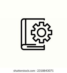 libro manual, configuración, icono de instrucción, icono de estilo de contorno aislado en fondo claro