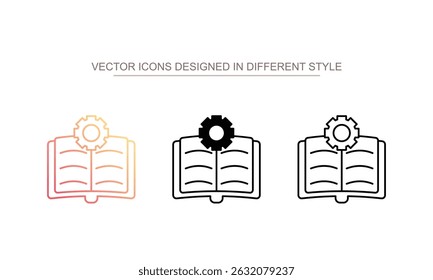 Design de ícone de livro manual com ilustração de estoque de fundo branco