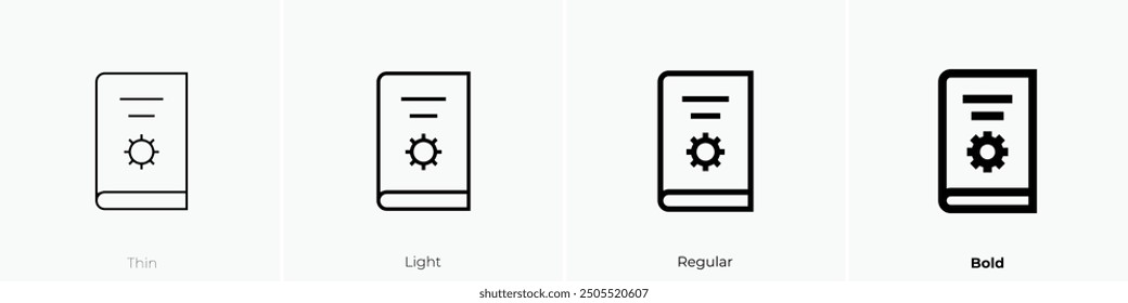 manual book icon. Thin, Light Regular And Bold style design isolated on white background