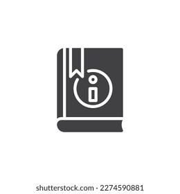 Icono de vector de libro manual. signo plano relleno para concepto móvil y diseño web. Icono de glifo de libro de información. Símbolo, ilustración del logotipo. Gráficos vectoriales
